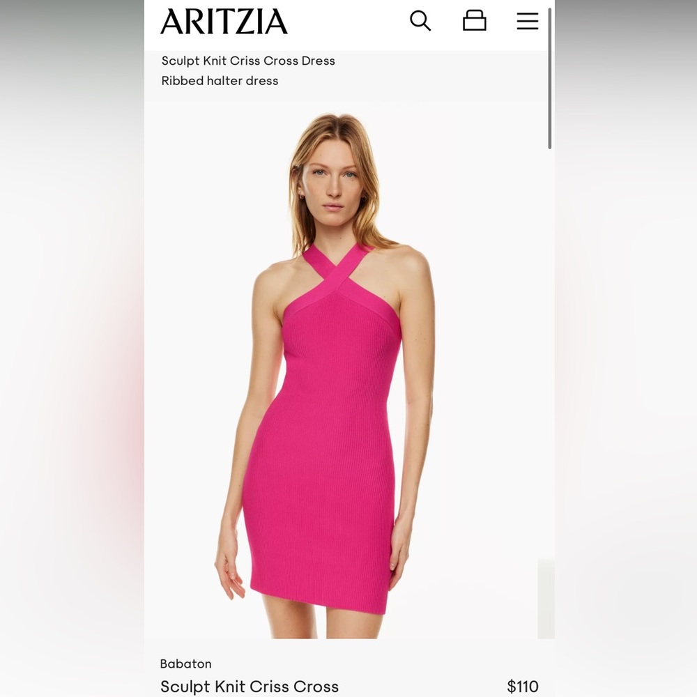 Aritzia Sculpt Knit Criss Cross Dress
Ribbed halter dress